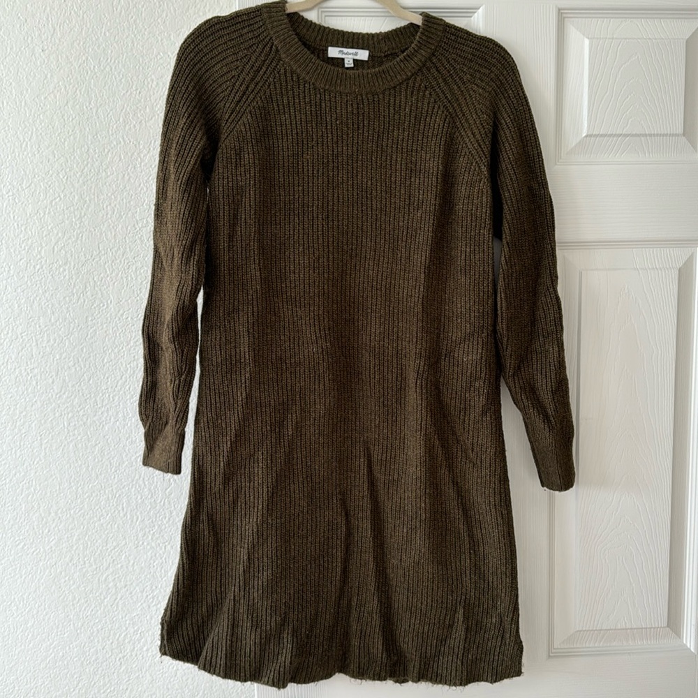 Madewell Long Sleeve Olive Green Sweater Dress Size Medium